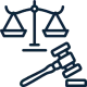 Scales of justice and gavel icon